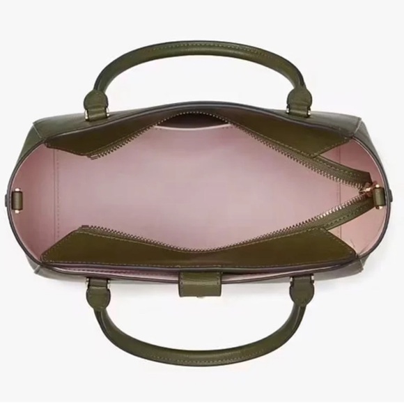 Kate spade medium phoebe satchel seaweed olive green + pink interior $429 NWT - Picture 3 of 8